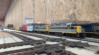 Fast Long Erie Lackawanna with one DPU in HO scale [upl. by Animlehliw]