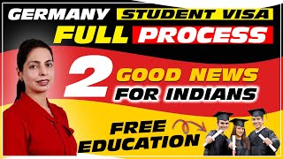 Germany student visa 2024  Full Visa Process  2 Good News For Indians  Free Education [upl. by Iyre]