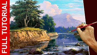 Tutorial  Acrylic Landscape Painting  Sunset River  JMLisondra [upl. by Laro]