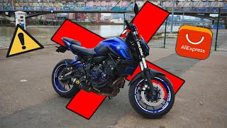 LA LIGNE ALIEXPRESS A FAILLIT CASSER SA MT07  🤬😨 Pourquoi Il faut évitez AliExpress en MOTO [upl. by Aitak]