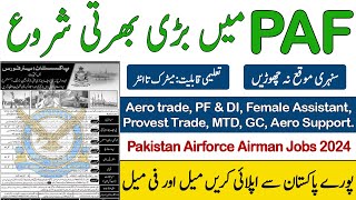 PAF Latest Airman Jobs Pakistan Airforce Airman Jobs For Males and Females Apply Online join PAF [upl. by Inaflahk]