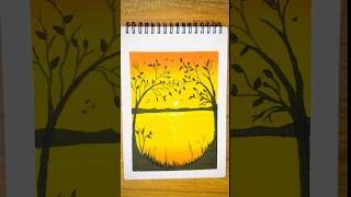 Sunset view of Forest Painting with DOMS Brush Pen  Serene Art Tutorial ononnasartstudio brushpen [upl. by Hobey711]