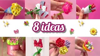 8 ideas  DIY Paper Flower Bouquet Tutorial  How to Make Flowers  rose  tulips  lavender 💐 [upl. by Stevens626]