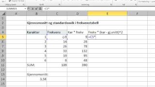 Gjennomsnitt og standardavvik i frekvenstabell [upl. by Kieran]