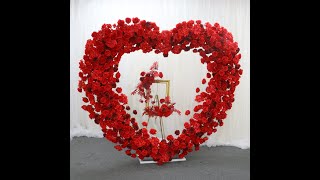 Red Rose Artificial Flower Arrangement Wedding Arch Decor heartshaped Backdrop floraldesign diy [upl. by Tedra]