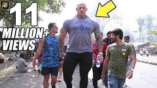 World Biggest Bodybuilder Martyn Ford Walking on Mumbai Streets [upl. by Nihsfa171]