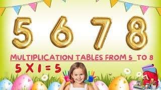 Table Of 5 To 8 Number Table  Multiplication Table 5 To 8  Rhythmic Table  Tablet Dildar [upl. by Corson]