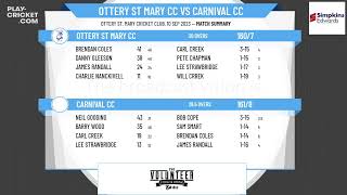 ECB Friendly  Ottery St Mary CC XI v Carnival CC 1st XI [upl. by Aroda]