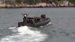 Royal Marine 539 Assault Squadron RM Rigid Raider departing Barbican Commercial Wharf [upl. by Laurianne596]