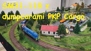 Na makiecie SM31118 z dumpcarami PKP Cargo [upl. by Negris]