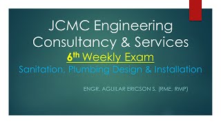 JCMC  6th Weekly Exam Sanitation Plumbing Design amp Installation [upl. by Nitsuj46]