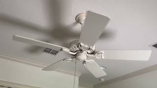 Hunter Fan Company 23845 Hunter 52 White Damp Rated Pull Chain ceiling fan Review [upl. by Nere240]