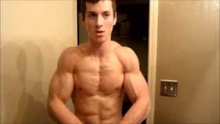 Teen Bodybuilder Zach Full Body Flexing Tour and Posing Muscle with Oil [upl. by Pattie]