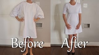 How To Sew an ALine Dress From a Thrifted T Shirt Beginner Friendly [upl. by Clare]