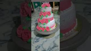 3 layer cake design 🎂reels viralcakevideo shots youtubeshorts [upl. by Ahserb]