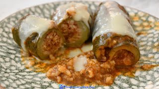 Greek Stuffed Courgettes zucchini wRice amp Egg Lemon Sauce  Γεμιστά Κολοκύθια με ρύζι ampΑυγολέμονο [upl. by Lennie]