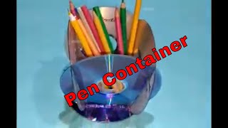 How to make Pencil Container  Pen Holder  Pen Box Using CD  Reuse Crafts [upl. by Ahsekram417]