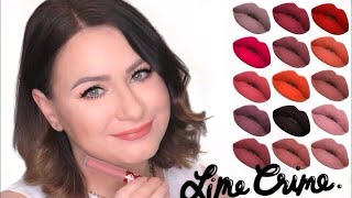 Lime Crime Velvetines Matte Liquid Lipstick Swatches  16 Shades [upl. by Daiz]