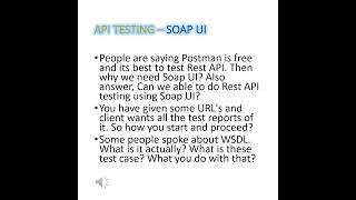 TCS 1  SOAP UI  API Testing  Interview Questions for 1 to 6 yrs  TestingLabsAtoZ [upl. by Wolfgram]