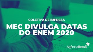 Ministério da Educação divulga datas das provas do Enem 2020  17 e 24 de janeiro de 2021 [upl. by Oikim]