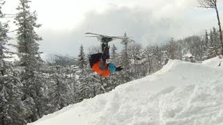 Learning how to do Front Flip on Twin Tip Skis [upl. by Areehs]