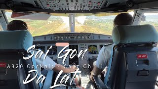 A320 Cockpit takeoff and landing Sai Gon  Da Lat [upl. by Edgerton846]