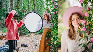 Outdoor Portrait Photography with Reflector  Canon R5 amp RF 50mm f12 [upl. by Eelarual15]