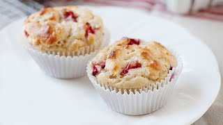 Strawberry Yogurt Oat Muffins  Moist amp Delicious Strawberry Muffins [upl. by Mame]