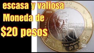 Moneda de 20 pesos Octavio paz 2010 [upl. by Beitris74]