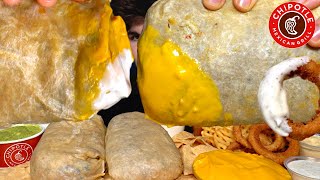 ASMR MUKBANG CHIPOTLE DOUBLE GIANT BURRITO amp CHIPS amp ONION RINGS WITH CHEESE  Magic Mikey [upl. by Tunnell]