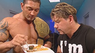 Batista steals Eddie Guerreros dinner SmackDown Sept 30 2005 [upl. by Noj]