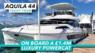 On board a £14m luxury powercat  Aquila 44 full yacht tour  Motor Boat amp Yachting [upl. by Neom979]