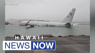 Military plane stuck in Kaneohe Bay under 24hour monitoring still intact no signs of fuel leak [upl. by Florin705]