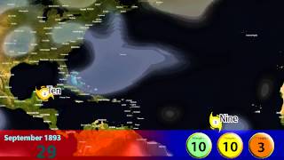 1893 Atlantic Hurricane Season Animation [upl. by Yrome]