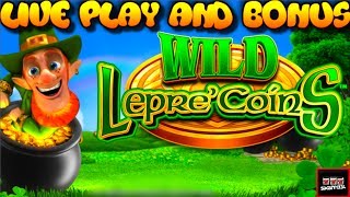 LIVE PLAY on Leprecoins Slot Machine with Bonus [upl. by Adnoryt]