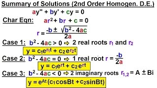 Differential Equation  2nd Order 34 of 54 Summary of Solution 2nd Order Homogen D E [upl. by Wilbur]