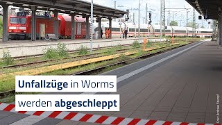 Wormser Unfallzüge werden abgeschleppt [upl. by Yrrehc]