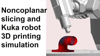 Non coplanar slicing and Kuka robot non planar 3D printing simulation [upl. by Zoeller898]