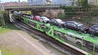 Vom Gegengleis ins Regelgleis CitroenAutozug rollt über Passau Hbf [upl. by Ainna]