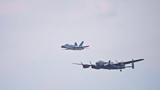 Avro Lancaster FM213 with CF18 Hornet  2024 Manitoba Airshow [upl. by Resneps]