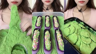 ASMR 얼음먹방 GREEN MATCHA POWDER ICE EATING SOUND 💚🍵 FOAM ICE THIN CRUNCH 녹차  Матча  抹茶  ماتشا [upl. by Akiv]