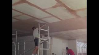 How to plaster a big ceiling [upl. by Odlonra]