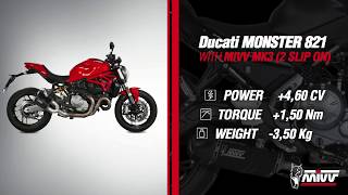 DUCATI MONSTER 821 2018  MIVV MK3 2 SLIP ON [upl. by Naillimxam]