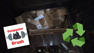 Crushing Boxes in Garbage Compactor Hopper view [upl. by Nesline322]