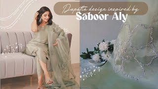 Eid special Saboor Aly inspired dupatta design 🤍✨ [upl. by Clevey]