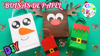 Diy bolsas de papel ❤ bolsas navideñas caseras 🎄 Manualidades de Navidad 🎄 [upl. by Pillihpnhoj196]