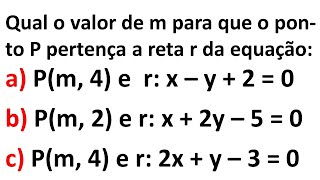 Aula 2  Qual o valor de m para que o ponto P pertença a reta r da equação [upl. by Other]