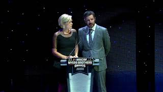 Martin Truex Jr Sherry Pollex named 2017 Myers Brothers recipients [upl. by Adlesirg645]