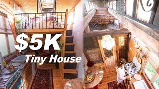 SelfBuilt Tiny house From Recycled Materials  Tiny Home Tour [upl. by Kirstyn920]