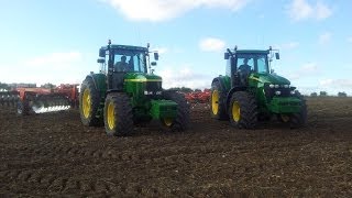 John Deere 7720 con cultivador Noli y John Deere 7710 con gradas de disco Razol  En HD [upl. by Dhiman380]